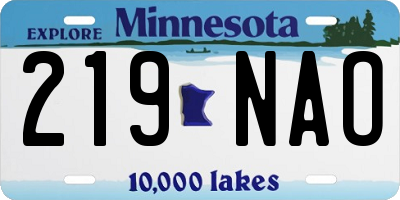 MN license plate 219NAO