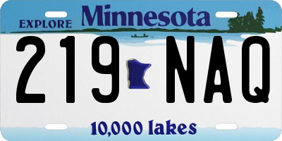 MN license plate 219NAQ
