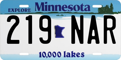 MN license plate 219NAR