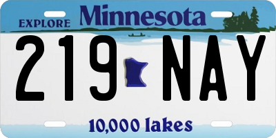 MN license plate 219NAY