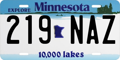 MN license plate 219NAZ