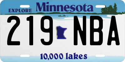 MN license plate 219NBA