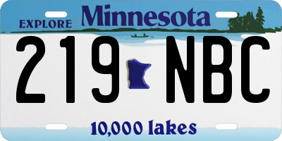 MN license plate 219NBC