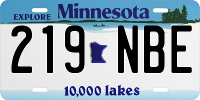MN license plate 219NBE