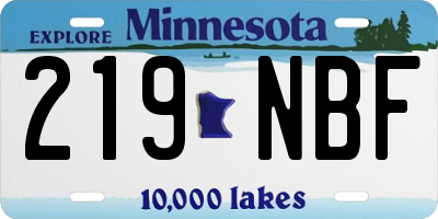 MN license plate 219NBF