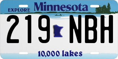 MN license plate 219NBH