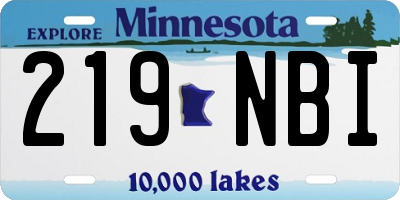 MN license plate 219NBI