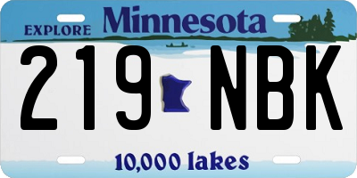 MN license plate 219NBK