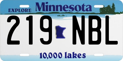 MN license plate 219NBL