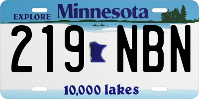 MN license plate 219NBN
