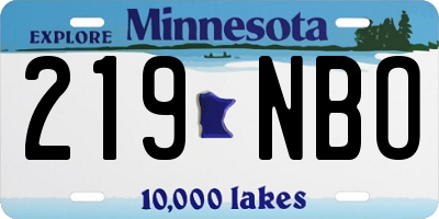 MN license plate 219NBO