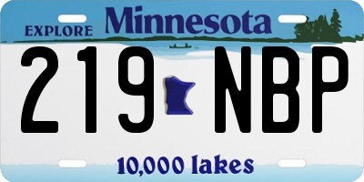 MN license plate 219NBP