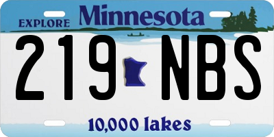 MN license plate 219NBS