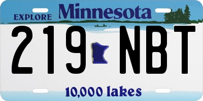 MN license plate 219NBT