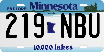 MN license plate 219NBU