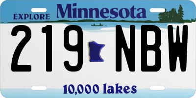 MN license plate 219NBW