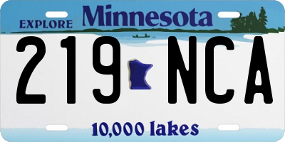 MN license plate 219NCA