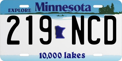 MN license plate 219NCD