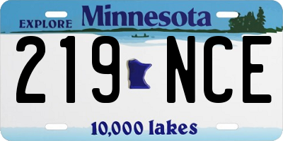 MN license plate 219NCE