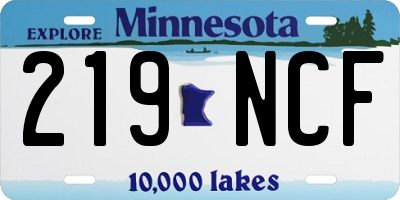 MN license plate 219NCF