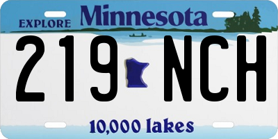 MN license plate 219NCH
