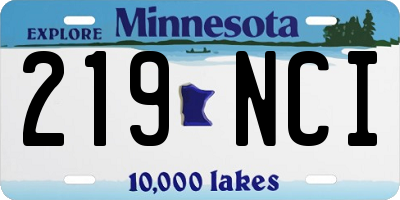 MN license plate 219NCI