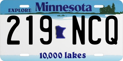 MN license plate 219NCQ