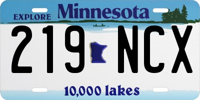 MN license plate 219NCX