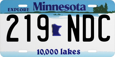 MN license plate 219NDC