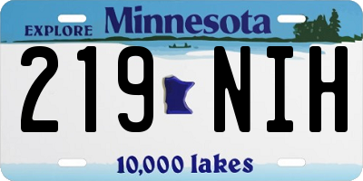 MN license plate 219NIH