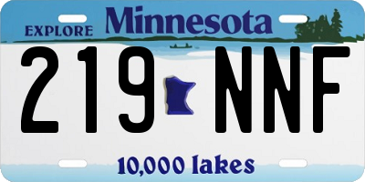 MN license plate 219NNF