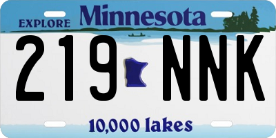 MN license plate 219NNK