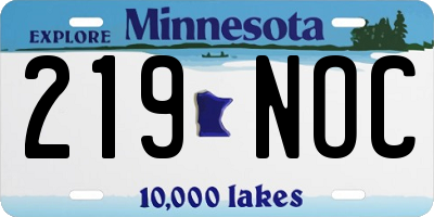 MN license plate 219NOC