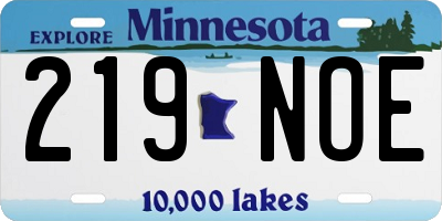 MN license plate 219NOE