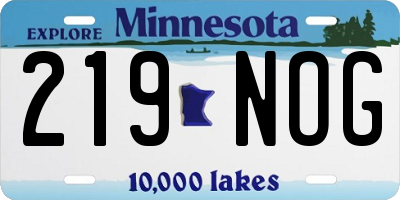 MN license plate 219NOG