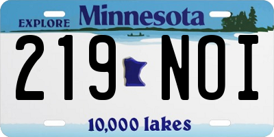 MN license plate 219NOI