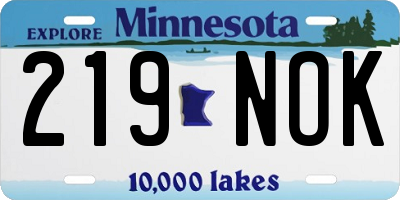 MN license plate 219NOK
