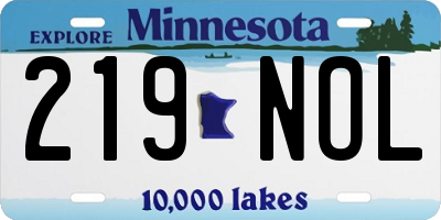 MN license plate 219NOL