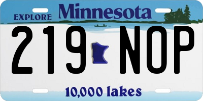 MN license plate 219NOP