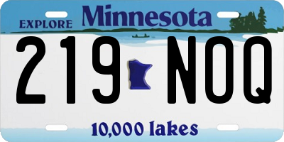 MN license plate 219NOQ