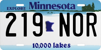MN license plate 219NOR