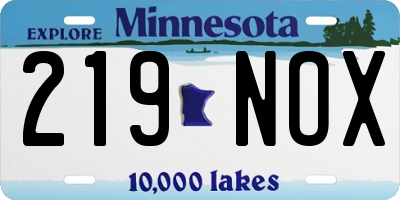 MN license plate 219NOX