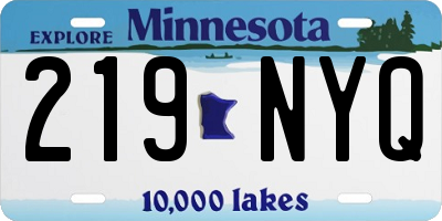 MN license plate 219NYQ