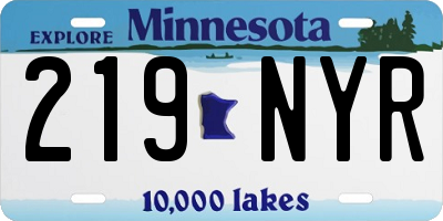 MN license plate 219NYR