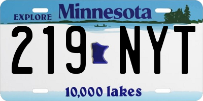 MN license plate 219NYT