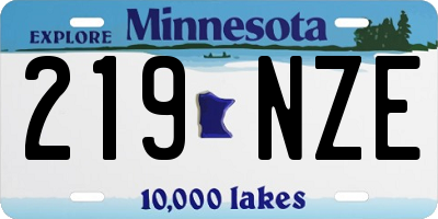 MN license plate 219NZE