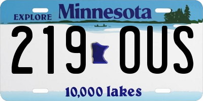 MN license plate 219OUS