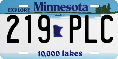 MN license plate 219PLC