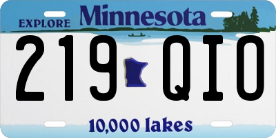 MN license plate 219QIO