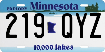 MN license plate 219QYZ